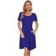 thumbnail image 4 of Vestido AUSELILY de verano para mujer, manga corta, hasta la rodilla, azul, 4 of 5