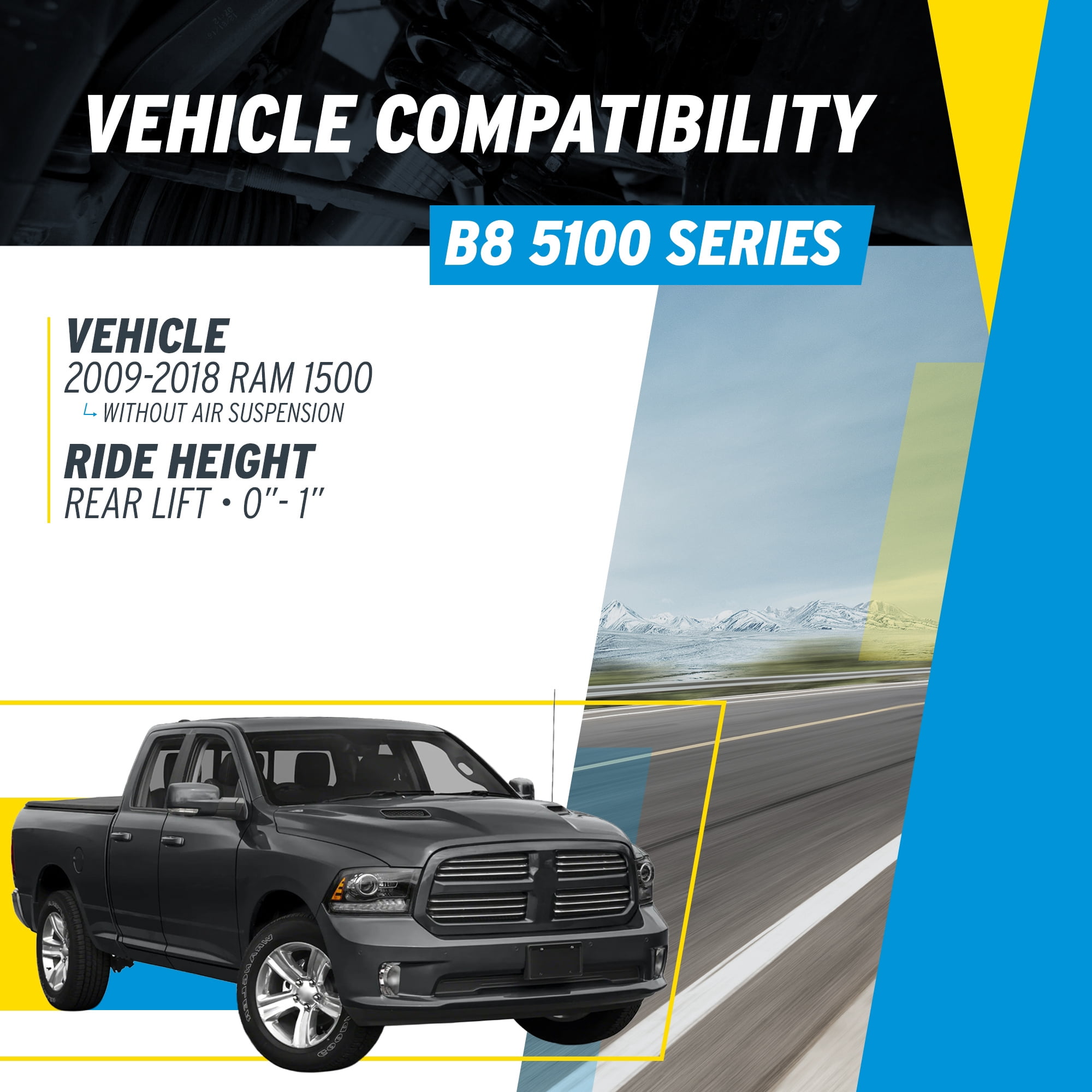 Bilstein Pair of Rear B8 5100 Series Shocks Compatible with 2009-2018 RAM 1500 w/o Air Suspension with 0-1" Rear Lift