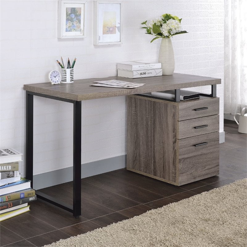 Bowery Hill Home Office Desk in Gray Oak