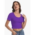 thumbnail image 2 of Women's Basic Scoop Neck Crop Tops Short Sleeve Tops, 2 of 4