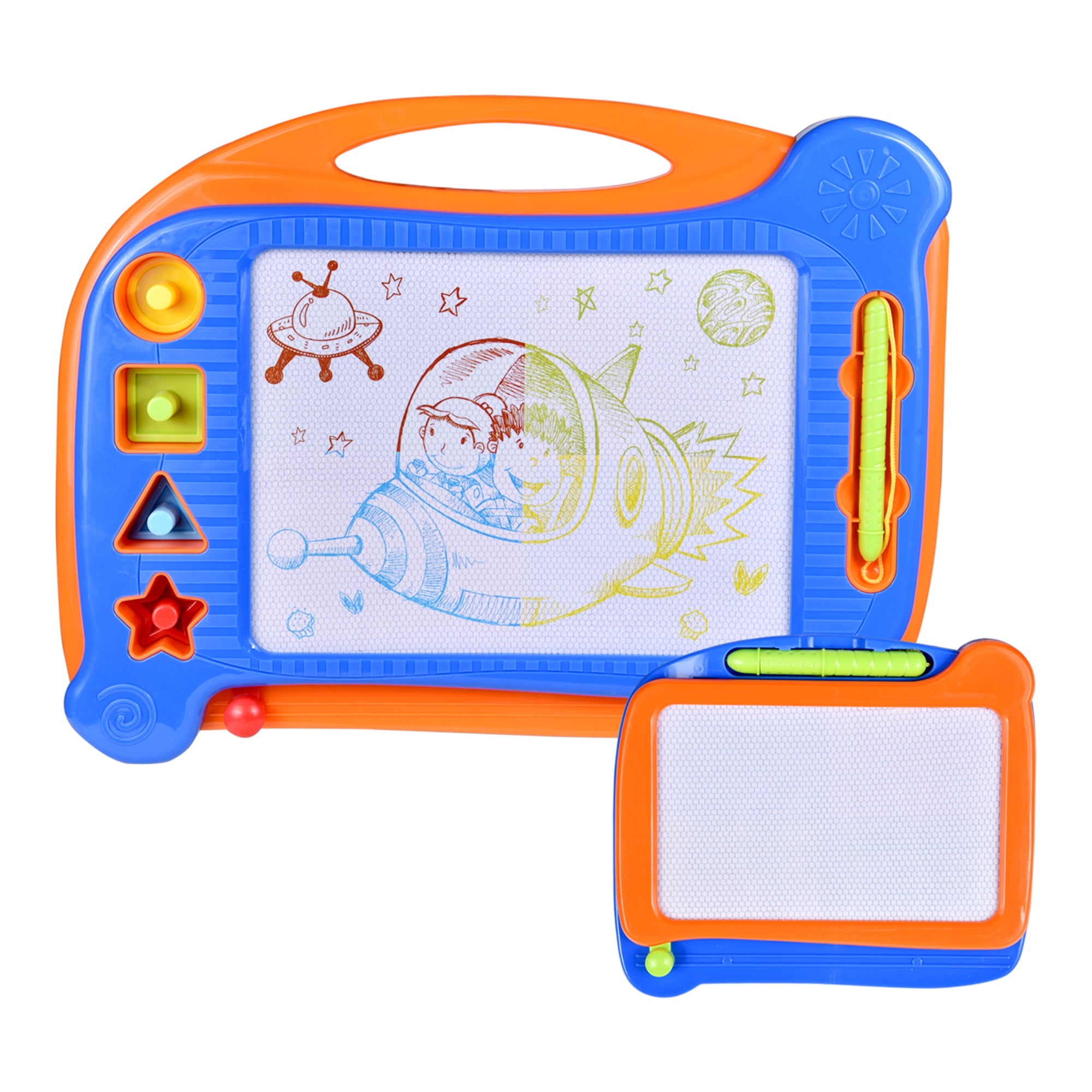 Odizli Magnetic Drawing Board Magna Scribble Doodle Sketch Pad Colorful Erasable Writing Painting Tablet Reusable Magic Draw Art Fun Education Developing Toy Gift with Stamps and Pen for Kids Blue