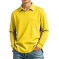 thumbnail image 2 of TBKOMH Mens Long Sleeve Polo Shirts Casual Button Collared T-Shirt Pullover Tee Performance Quick Dry Moisture Wicking Casual Collared Shirts Yellow XXXL, 2 of 9