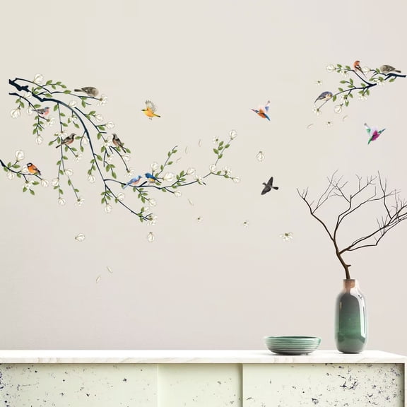 Branch and bird Decals, bird stickers, forest tree Wall stickers, Peel and Stick wall Art decals for Baby, Nursery Kids, Bedroom and Bathroom