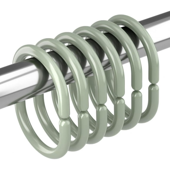 Shower Curtain Hooks Rings, 24 Pcs Shower Curtain Rings, Plastic Shower Curtain Hooks for Bathroom Shower Rod, Sage Green Shower Hooks for Shower Curtain