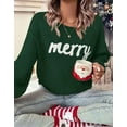 thumbnail image 3 of Christmas Sweaters for Women Casual Loose Scoop Neck Pullover Sweater Letter Merry Printed Ugly Christmas Sweater Green Shermie, 3 of 6