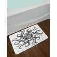 thumbnail image 2 of Octopus Bath Mat, Sea Mandala Floral Stylized Ocean Animal with Sacred Tribal Leaves Hand Drawn Art, Non-Slip Plush Mat Bathroom Kitchen Laundry Room Decor, 29.5 X 17.5 Inches, Black White, Ambesonne, 2 of 2