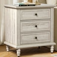 thumbnail image 2 of Ktaxon Solid Wood Nightstand with 3 Drawer Traditional Cottage Bedside Table, Wash White, 2 of 12