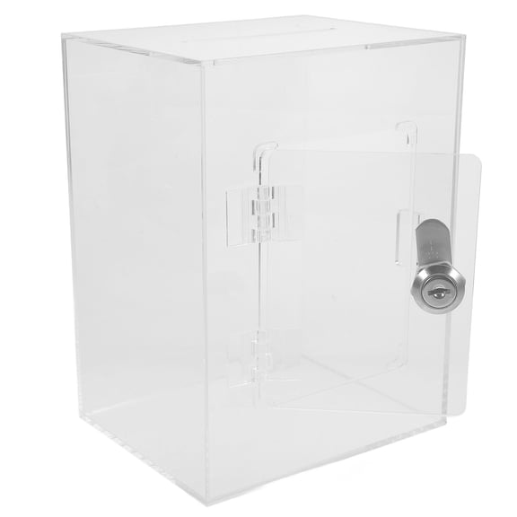 Raindrops 1 Set Lockable Donation Box For Keys Transparent Acrylic Rectangular Shape