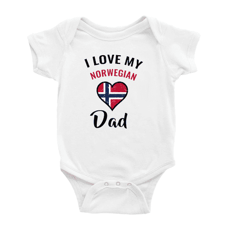 

I Love My Norwegian Dad Heart Flag Cute Baby Bodysuit Newborn Clothes Outfits (White 12-18 Months)