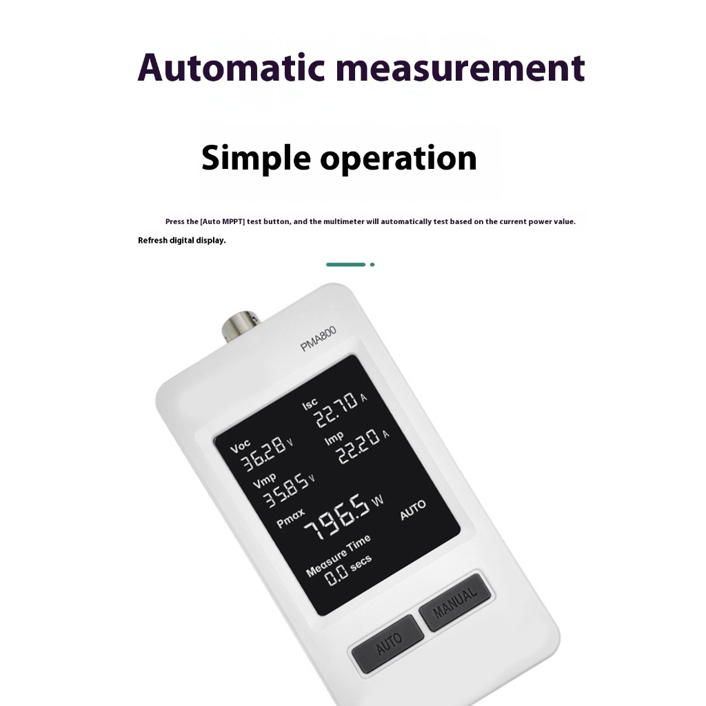 Transportable Solar Multimeter with Display and MPPT Three point Outdoor Energy Structure Diagnosis