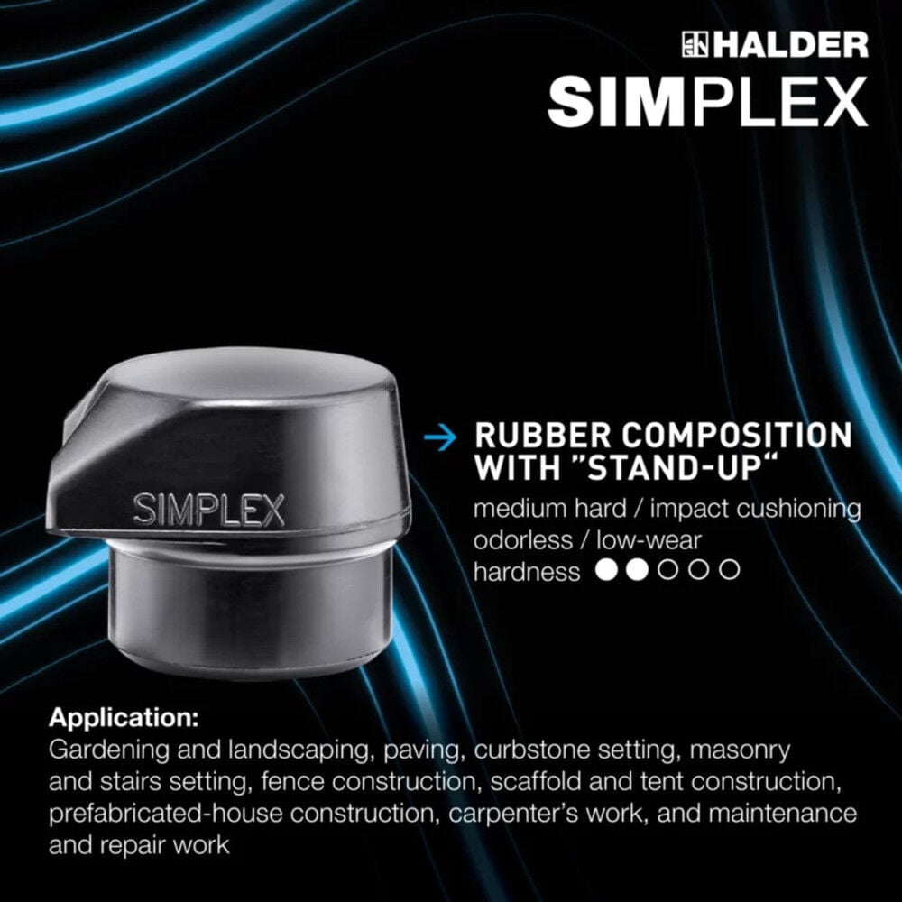 Halder Inc Simplex Plus Starter Kit Rubber And Plastic Head Soft-Face Mallet D80 With 4 Inserts