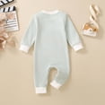 thumbnail image 6 of Gubotare Baby Boy Girl 1st Birthday Outfit One Embroidery Waffle Romper Jumpsuit First Birthday Cake Smash Outfit (Green, 12-18 Months), 6 of 9