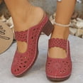 thumbnail image 3 of Dakaela Clogs for Women Closed Toe Chunky Heels Mules Cutout Hollow Slip on Slides Loafer Shoes Arch Support Summer Heeled Sandals Red 7.5, 3 of 9