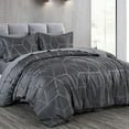 thumbnail image 2 of Chezmoi Collection 7-Piece Geometric Jacquard Bed in a Bag Set California King Size, Soft Silky Lustrous Modern Gray Geometric Block Pattern Lightweight Bedding Comforter Set for All Seasons, 2 of 10