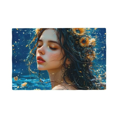 

Placemats Set of 6 Fresh Sunflower Beautiful Woman Place mats for Dining Table Indoor/Outdoor Cute Heat Resistant Washable Table Mats(18 x 12 )