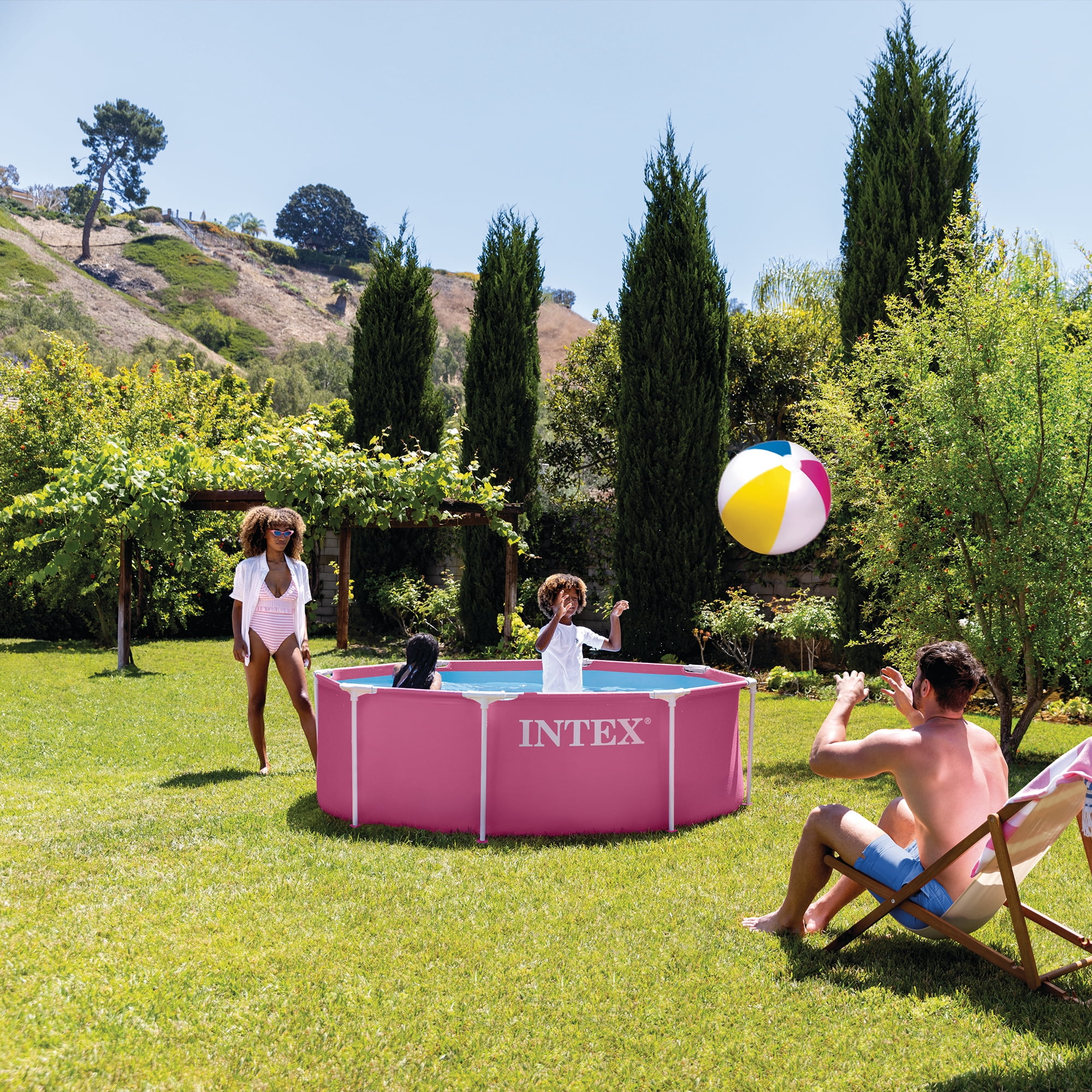 INTEX 28290EP 8Ft X 30In Pink Metal Frame Above Ground Pool, Pool Only (Pump Not Included)