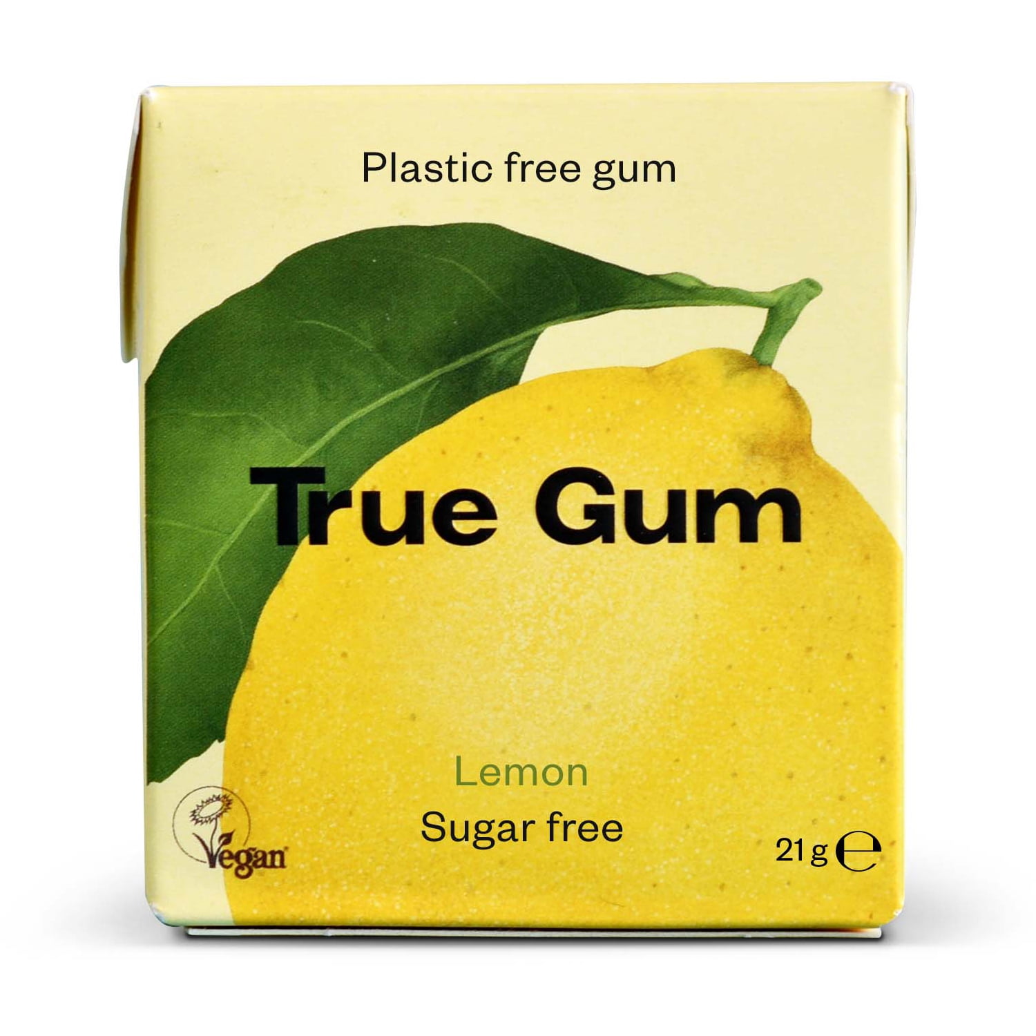 True Gum Chewing Gum Lemon Plastic Free 21g (Box of 24)