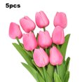 thumbnail image 2 of Trayknick 5Pcs Artificial Tulips Lifelike Realistic Plastic Faux Silk Floral Simulation for Home Pink, 2 of 13