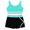 thumbnail image 4 of Manyakai Kids Girls 2 Piece Active Dancewear Outfit Crop Top and Shorts Set for Gymnastics Dancing Blue Green 10, 4 of 7