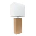 thumbnail image 1 of Elegant Designs Modern Leather Table Lamp with White Fabric Shade, 1 of 3