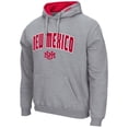 thumbnail image 2 of Men's Colosseum Heathered Gray New Mexico Lobos Arch and Logo Pullover Hoodie, 2 of 3