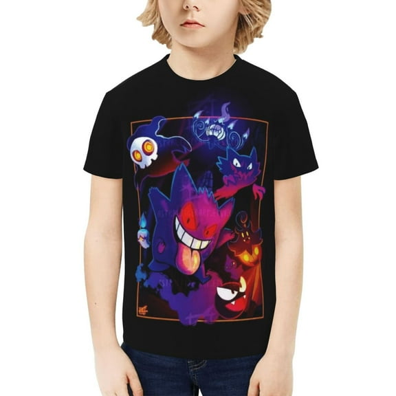 Gengar Kids T-Shirt 3d Printed Graphic T-Shirts Boys And Girls Short Sleeve Shirts For Youth Kids Medium