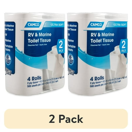 (2 pack) Camco 2-Ply Toilet Tissue for RV and Marine Use - 4 Rolls, (40278)