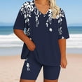 thumbnail image 5 of Womens Pajamas Two Piece Plus Size Lounge Sets Short Sleeve Oversized Floral Tshirt Slim Shorts Sleepwear Pjs Navy, 3XL, 5 of 5