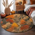 thumbnail image 3 of Orange Forest Fall Round Area Rug 4 FT, Non Slip Indoor Outdoor Rug, Thanksgiving Nature Autumn Washable Soft Circular Carpet Non-Shedding Floor Mat for Coffee Table Nursery Foyer Balcony, 3 of 9