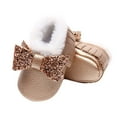 thumbnail image 5 of Ketyyh-chn99 Baby Cozy Fleece Booties Fall Shoes Baby Boy Girl Boots Shoes Winter Snow Bowknot Anti-Slip Soft Sole Warm Toddler Prewalker Booties Gold,5, 5 of 5