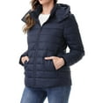 thumbnail image 3 of Women's Hooded Puffer Jacket Lightweight Warm Puffy Quilted Winter Coat Waterpoof Jackets for Cold Weather, Navy XL, 3 of 8