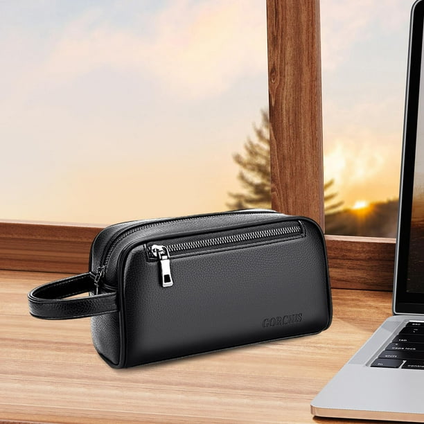 Bolso de mano para hombre cartera informal de negocios con correa organizadora bolso de mano de cuero PU para hombre Negro Walmart en linea