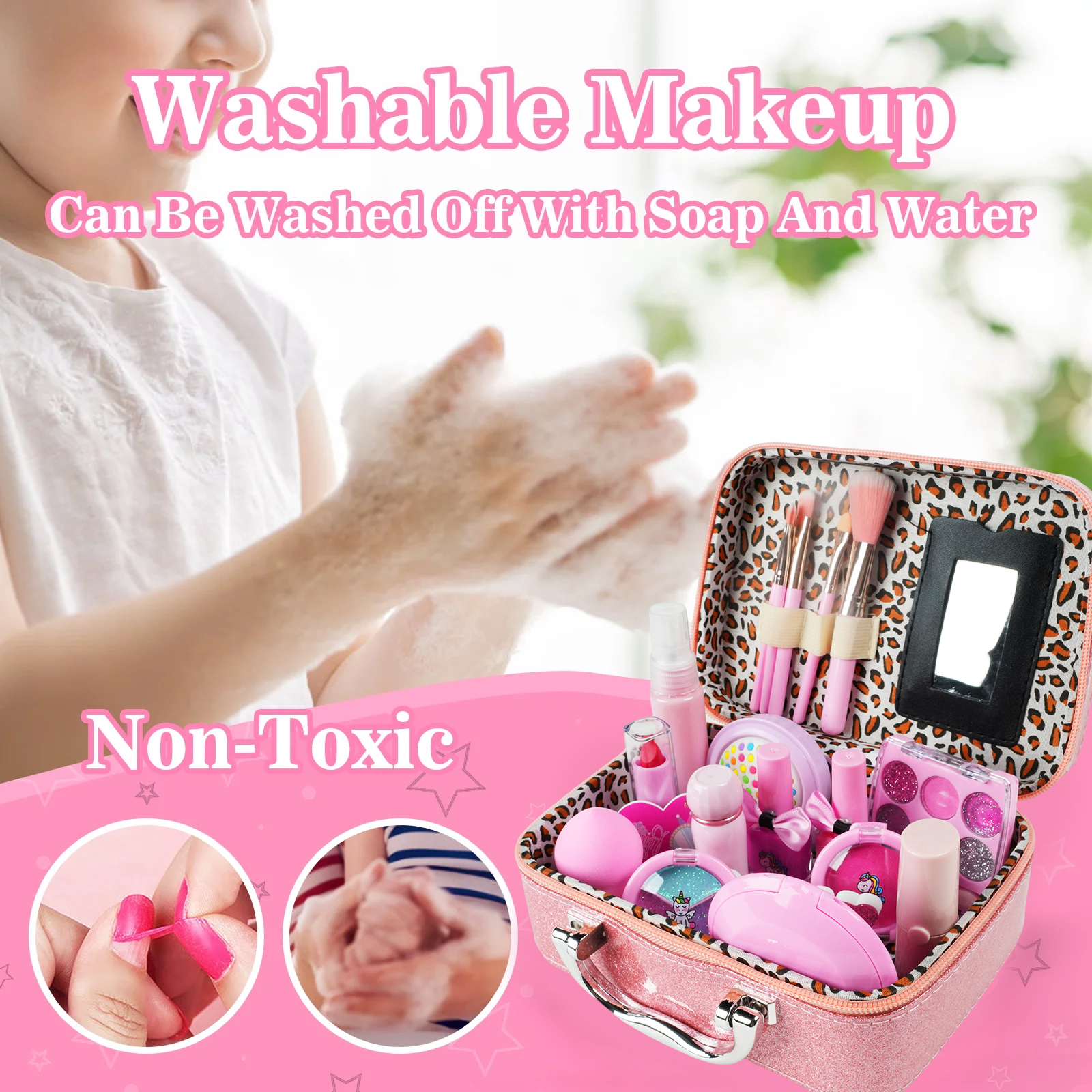 JBeeCtrl Kids Washable Makeup Set with Unicorn Case photo 7