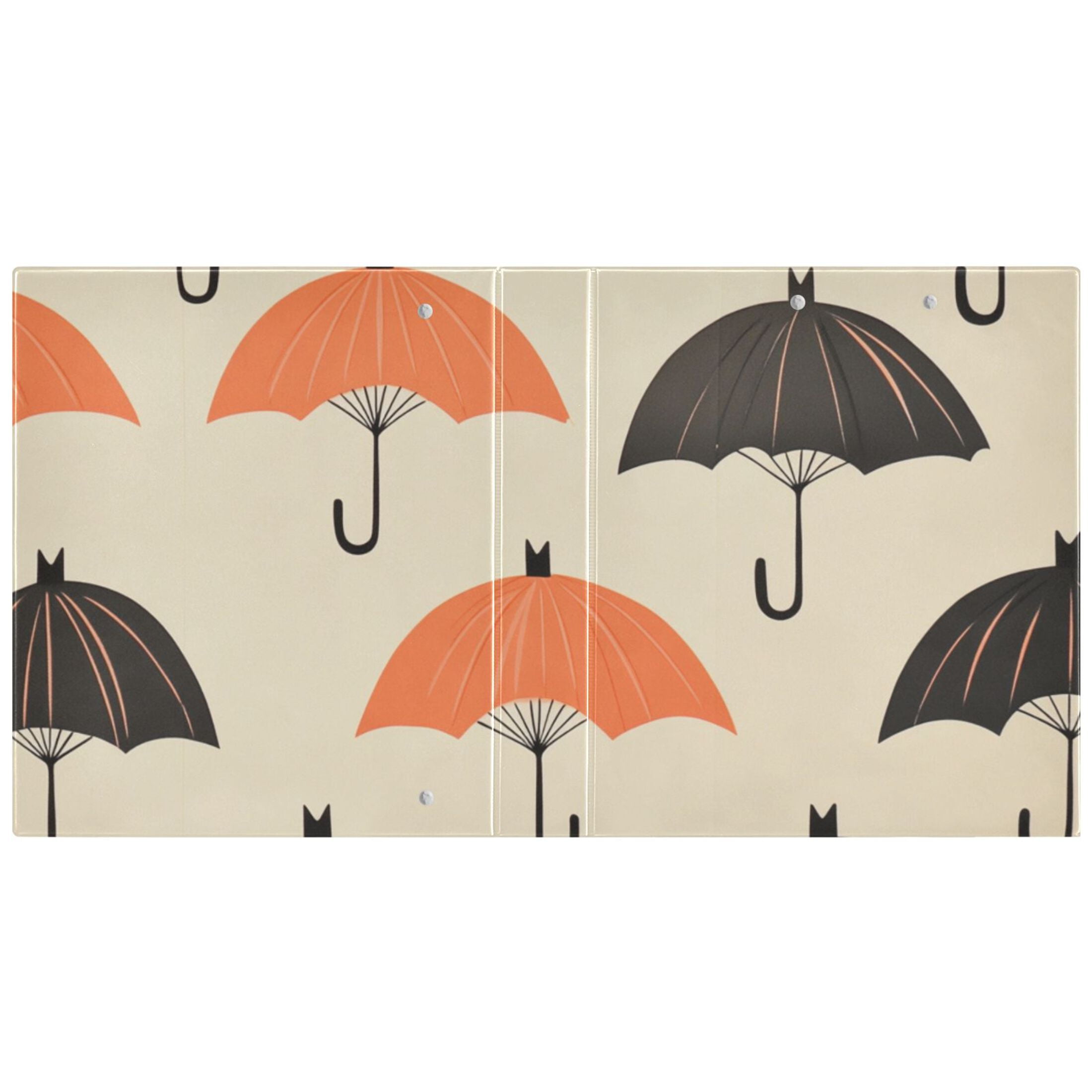 Black Orange Umbrellas 3 Ring Binders 1.5 inch Hardcover File Folders with Interior Pockets A4 Size Organizer for School Office Hospital