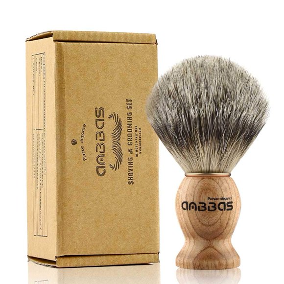 Brocha de afeitar Anbbas, brocha de pelo de tejón puro hecha a mano con mango de madera de fresno Natural de Manchuria para hombres, afeitado húmedo tradicional