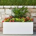 thumbnail image 5 of PolyStone Milan Tall Modern Outdoor/Indoor Rectangular Trough Planter, Lightweight, Heavy Duty, Weather Resistant, Polymer Finish, Commercial and Residential, 46"L x 17"W x 19"H, Chocolate Brown, 5 of 7
