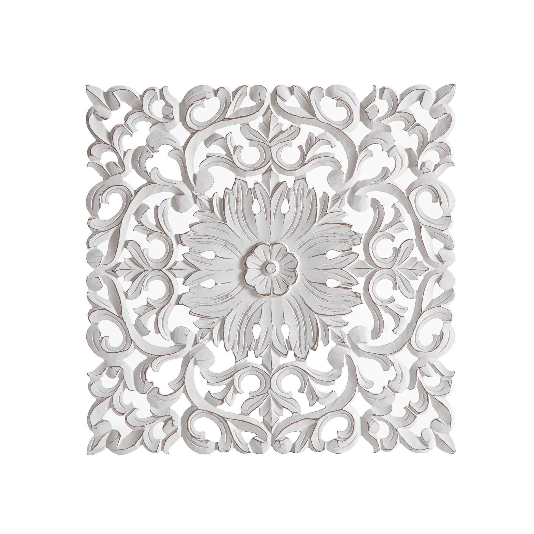 Habitat Wilhelmina White Square Wood 24in Medallion
