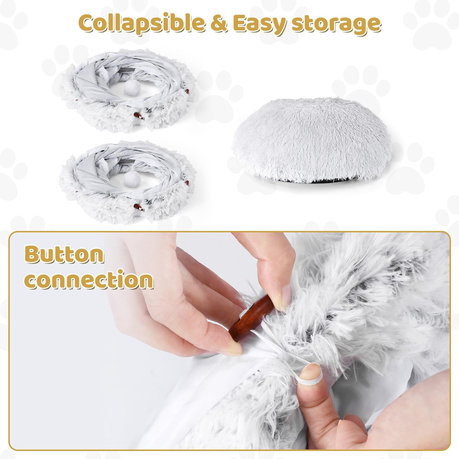 Cat Tunnel Bed With 20 Interactive Toys  3-in-1 Diy Collapsible Plush Tube Washable Mat Large Indoor Play Cave For Kittens And Small Animals