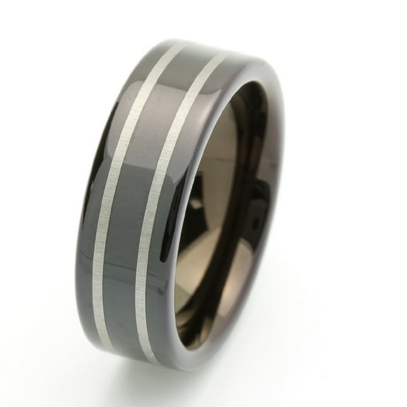 Men Women Tungsten Carbide Wedding Band Ring 8mm Comfort Fit Black Flat Ring For Men & Women