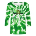 thumbnail image 2 of Craaazy Women's 3/4 Sleeve Round Neck Casual St Patricks Day Irish Festival Clover Comfy Graphics Print Printed Pullover T-shirts Gifts, 2 of 5