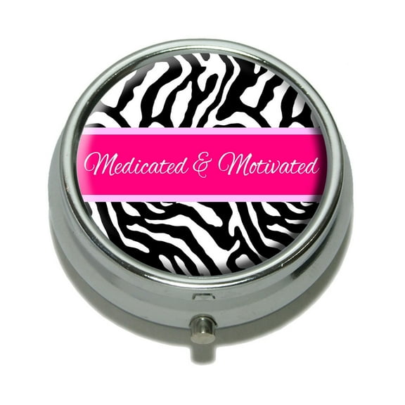 Medicated & Motivated - Zebra Print Pill Box