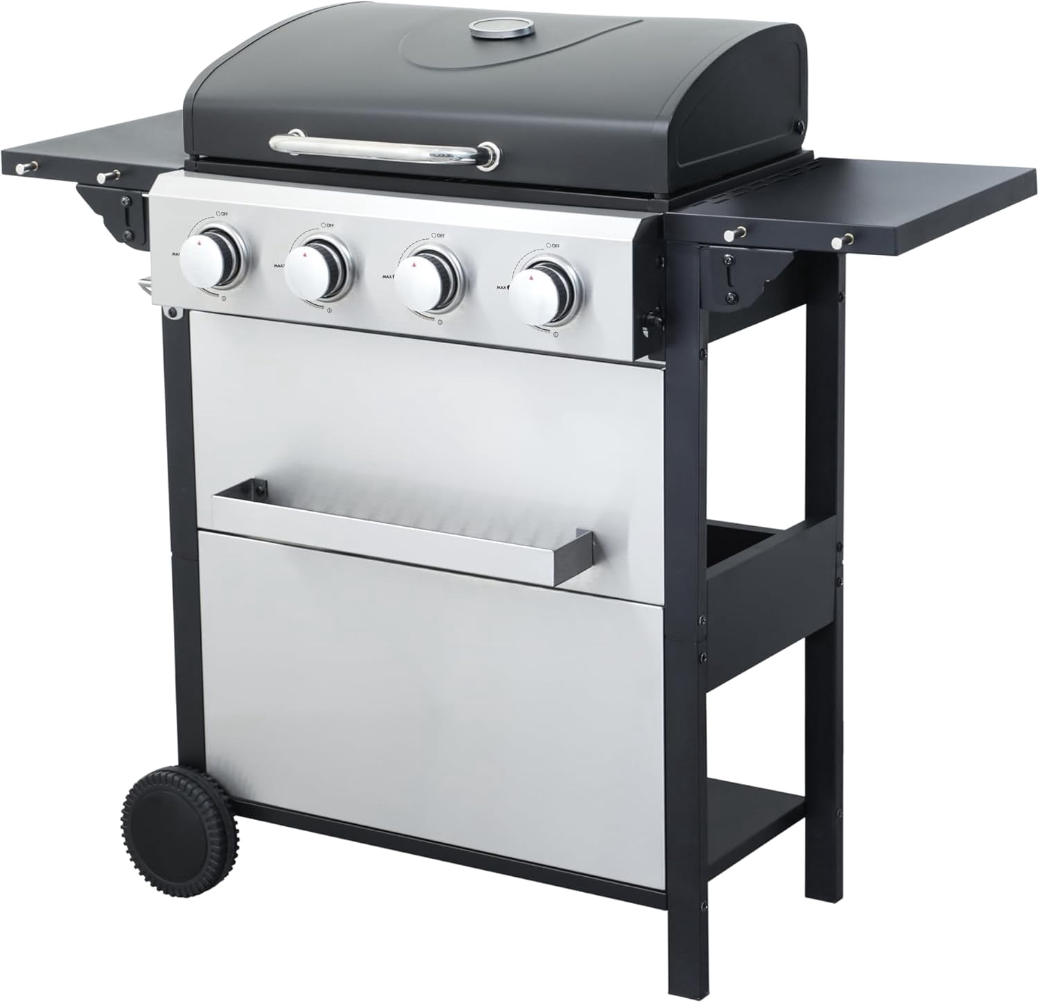 YINGYING 3-Burner Propane Gas Grill,  36900TU Output Stainless Steel BBQ Grill with Wire Enamel Cooking Grids & Foldable Side Table for Outdoor Backyard Barbecue