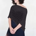 thumbnail image 6 of Women's Crochet Knit Asymmetrical Off-Shoulder Poncho Shawl, Hollow Out Lightweight Cover-Up for Beach, Pool, Parties and Casual Wear Black Free Size, 6 of 6