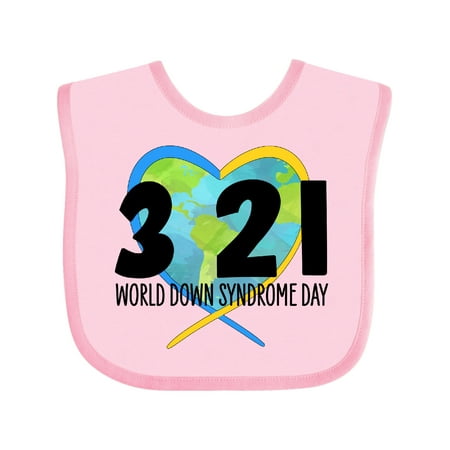 

Inktastic 3 21 World Down Syndrome Day Heart Shaped Earth Gift Baby Boy or Baby Girl Bib