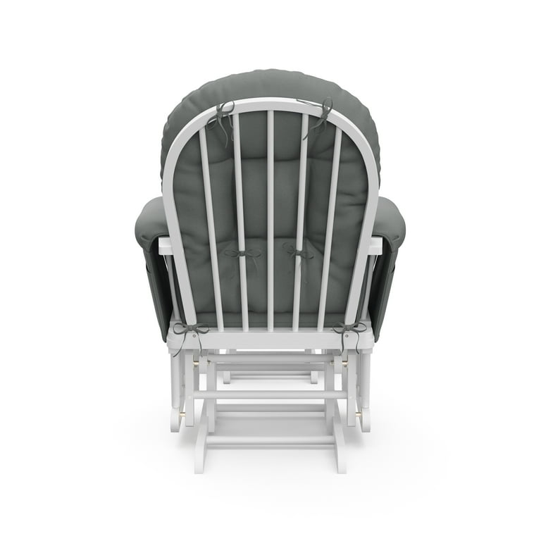 Storkcraft Hoop Glider & Ottoman, White with Gray Cushions photo 5