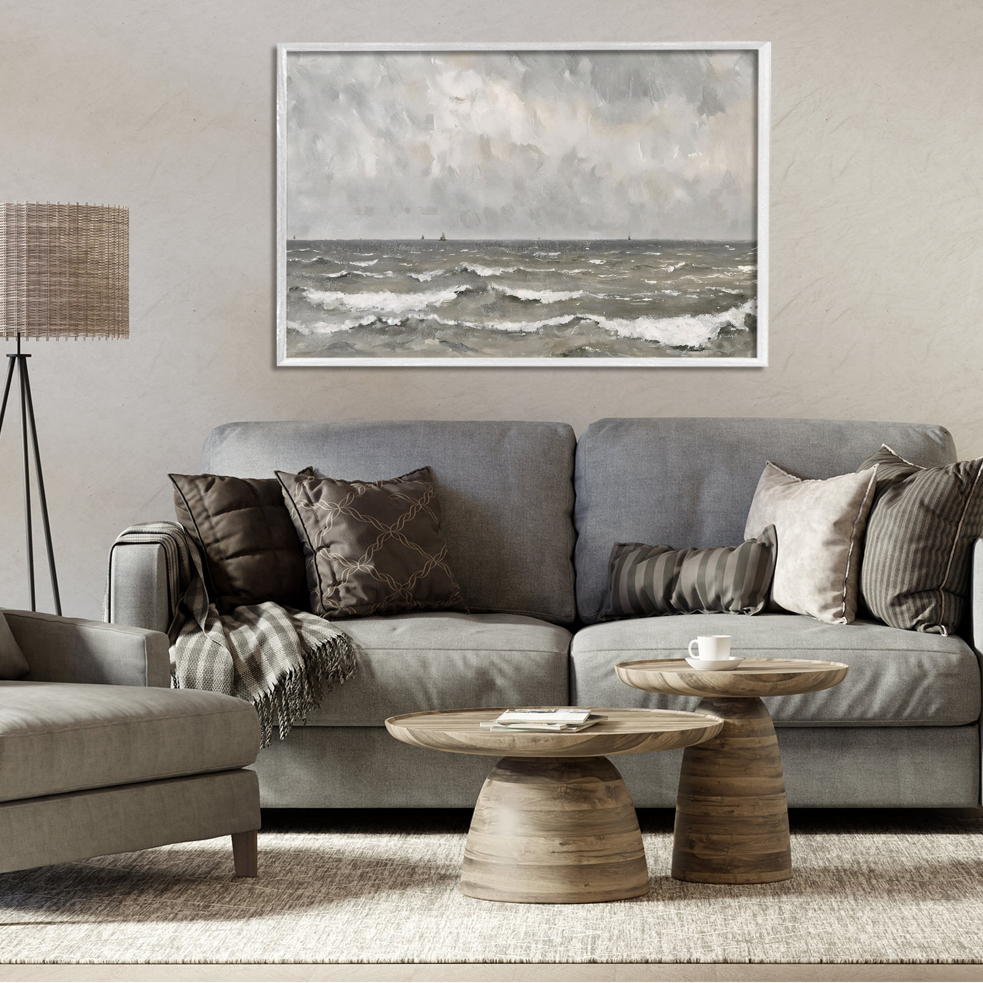 Stupell Industries Stormy Ripples at Sea White Framed Giclee Art, design by Jacky Ngan