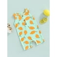 thumbnail image 3 of Genuiskids Newborn Baby Boy Girls Sleeveless Jumpsuit Summer Casual Lemon Print Button Newborn Shorts Romper Summer Outfit, 3 of 8