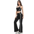 thumbnail image 4 of PISONIC Two Piece Womens Workout Set Backless Color Block Tank Tops Matching High Waist Wide Leg Leggings Gym Work Out Outfits, 4 of 7