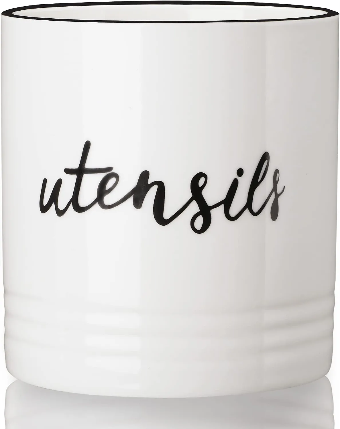 Farmhouse Utensil Holder,Ceramic Utensil Crock Easy to Clean 4.5inch