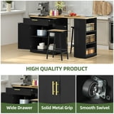 Uforic Extendable Kitchen Island Table with Power Outlets & Seating, Rolling Kitchen Island, Black - Walmart.com